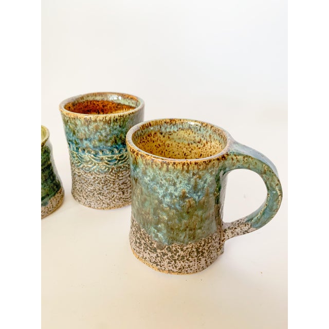 Artisan Speckled Studio Pottery Mugs - Set of 4 For Sale - Image 9 of 12