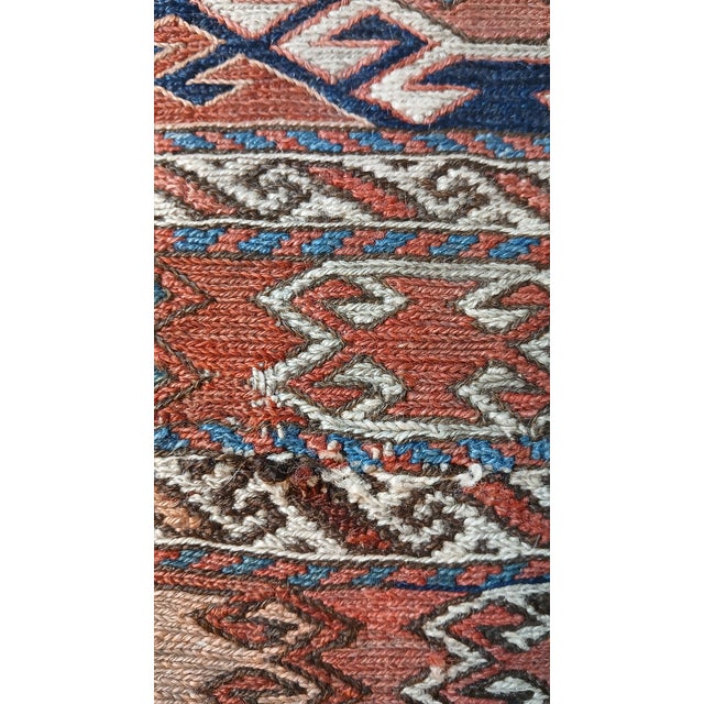Textile Antique Shahsavan Soumak Flatweave Bag Face Fragment – 21" X 27" For Sale - Image 7 of 16