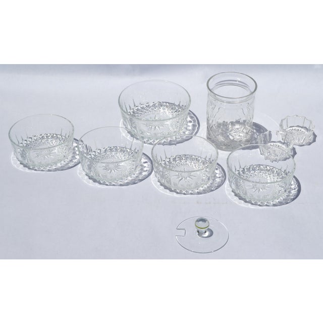 1960s Arcoroc France Crystal Breakfast 7 Bowls & Jelly Jar - 8 Pieces For Sale - Image 14 of 14