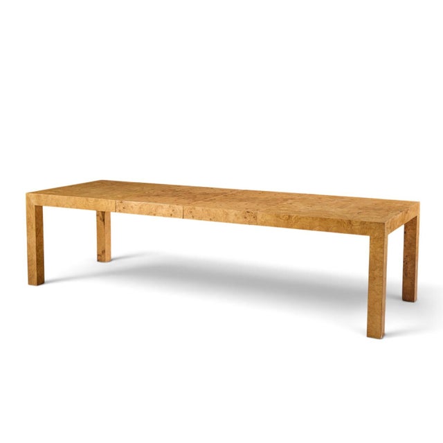 Mid-Century Modern Milo Baughman for Thayer Coggin Mid Century Burlwood Expanding Dining Table With 2 Leaves For Sale - Image 3 of 13