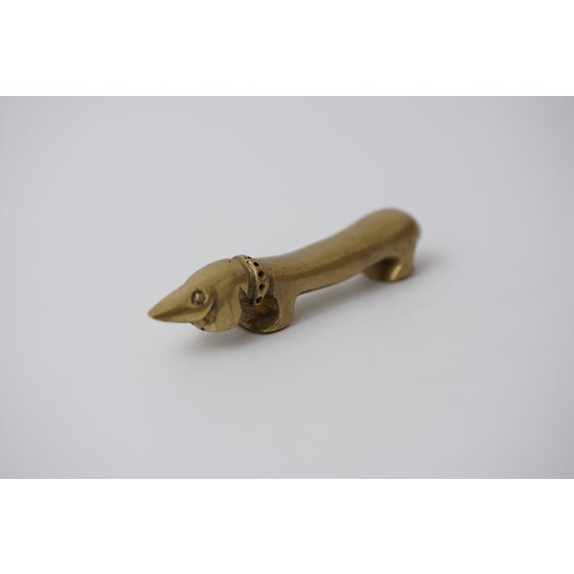 Gold Vintage Brass Bottle Opener in the Shape of a Dachshund by Walter Bosse for Herta Baller, 1950s For Sale - Image 8 of 10