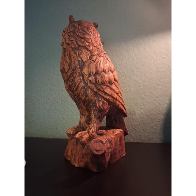 Vintage Hand-Carved Wood Owl For Sale - Image 10 of 12