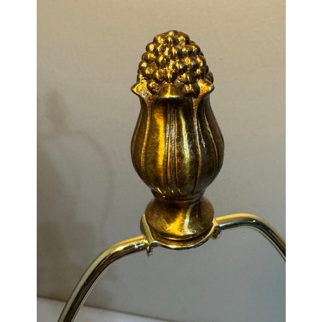 Hollywood Regency Stacked Black Marble Antique Gold Acanthus Table Lamp For Sale - Image 9 of 12