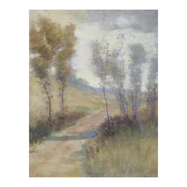 Late 19th Century Impressionist Country Road Landscape Painting For Sale