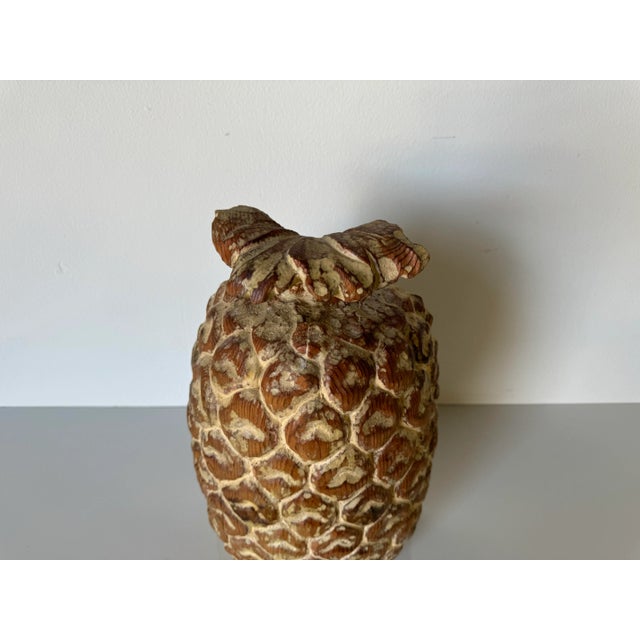 Vintage Sarreid Ltd Carved Wood Pineapple Sculpture For Sale - Image 9 of 11