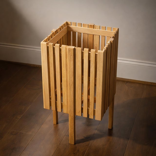 Brown Solid Wood Slatted Planter Box, 9 X 9 X 24 For Sale - Image 8 of 9