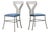 1950s Martini Chairs With Blue Velvet Seats and Sculptural Metal Frames — A Pair For Sale