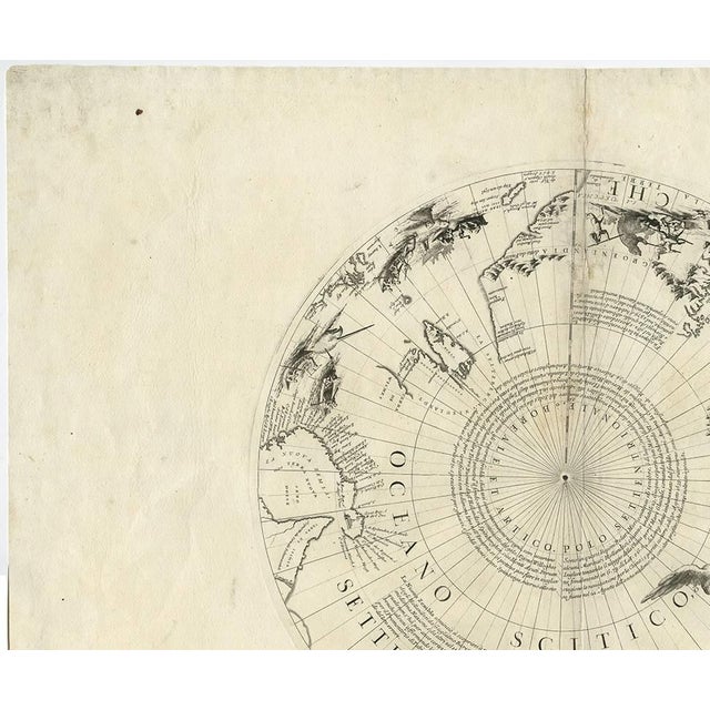 Globe gore by Vincenzo Maria Coronelli shows the North Pole with the coasts of Canada, Greenland, Scandinavia and Siberia,...
