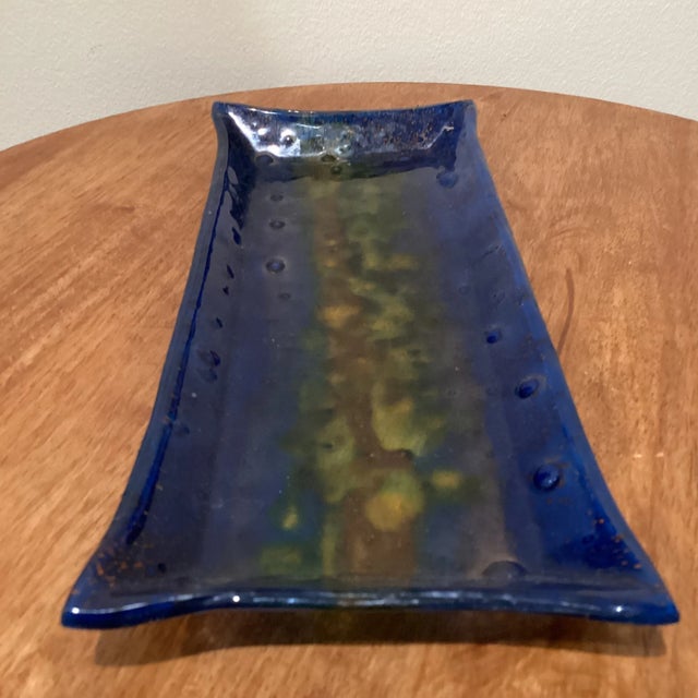 Glass Early 21st Century Modern Handmade Blue Fused Glass Tray For Sale - Image 7 of 9