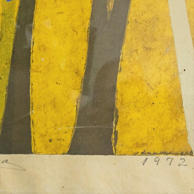 Yoshiharo Kimura, Composition, 1972, Limited Edition Color Woodblock Print For Sale - Image 4 of 6