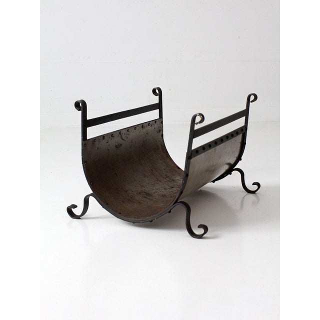 Vintage Iron and Steel Fireplace Log Holder For Sale - Image 6 of 17