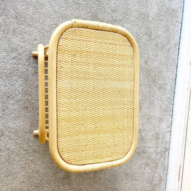 Boho Chic Boho Chic Bamboo Rattan Magazine Rack Side Table For Sale - Image 3 of 8