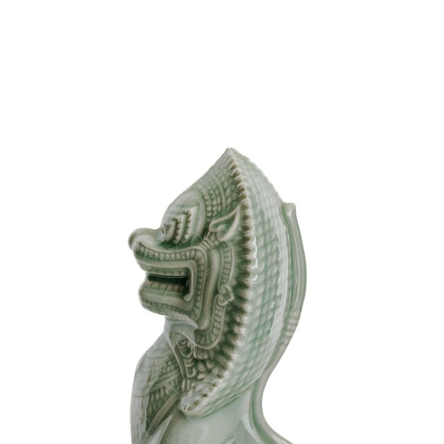 Vintage Thai Singha Lion Foo Dog Statues in Celadon For Sale - Image 10 of 12