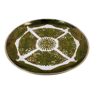 Vintage 10.75" Hand-Painted "Gold Imari" Japanese Porcelain Charger – Rare Green & Gold