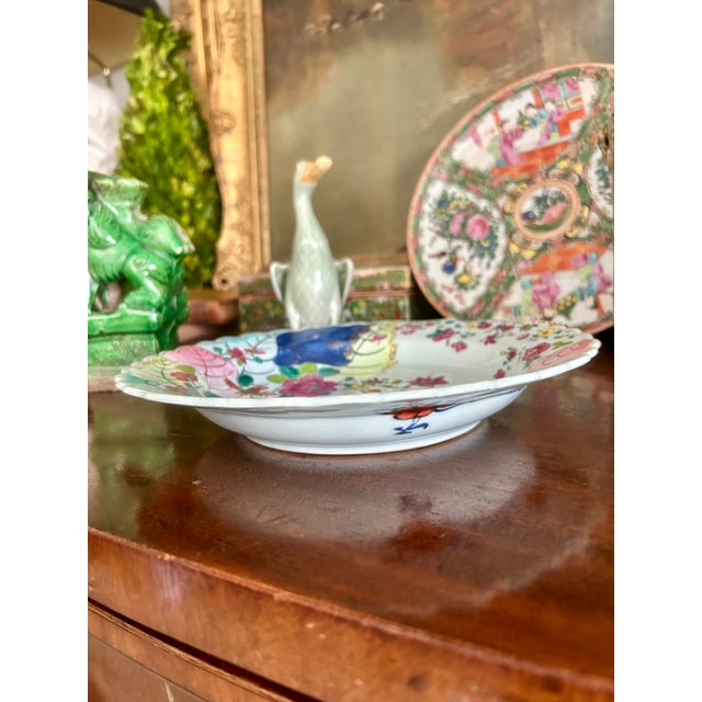 Ceramic Pair of 18th Century Chinese Export Tobacco Leaf Porcelain Soup Plates For Sale - Image 7 of 11
