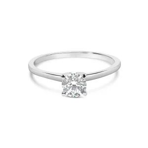 14K White Gold 1/2 Cttw Round Lab Grown Diamond 4 Prong Solitaire Engagement Ring (F-G Color, VS2-SI1 Clarity) - Size 6