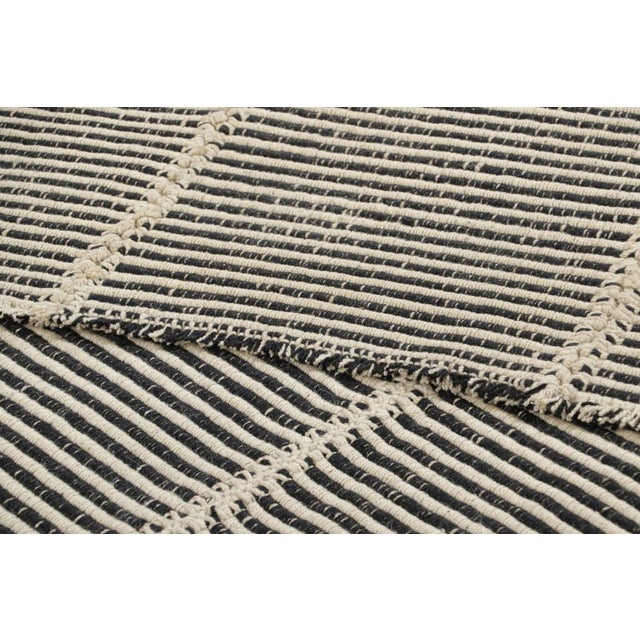 Textile Rug & Kilim's Oversized Contemporary Kilim With Textural Beige and Black Stripes For Sale - Image 7 of 7