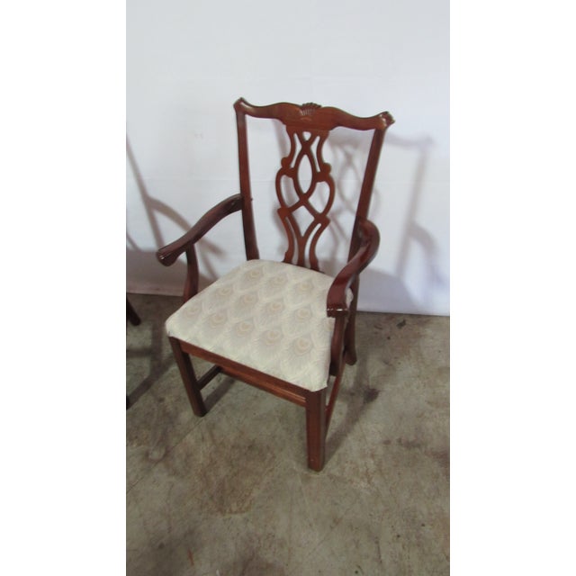 1980s Solid Mahogany Set Chippendale Dining Room Chairs For Sale - Image 12 of 15