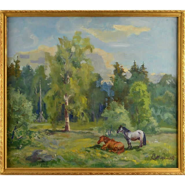 Karlis Miesnieks, On the Forest Edge, 1960s, Oil on Canvas, Framed For Sale - Image 7 of 8