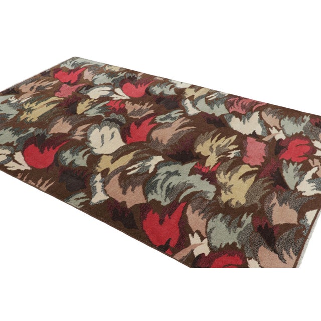 Rug & Kilim Vintage Zeki Müren Rug in Chocolate Brown With Abstract Patterns | Rug & Kilim For Sale - Image 4 of 7