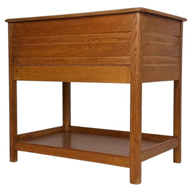 Antique Early 20th Century English Oak Storage Box on Stand For Sale - Image 9 of 13