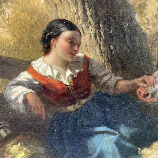 Rustic Charles Philogène Tschaggeny, Flemish Pastoral Landscape, 1849, Oil on Board For Sale - Image 3 of 10