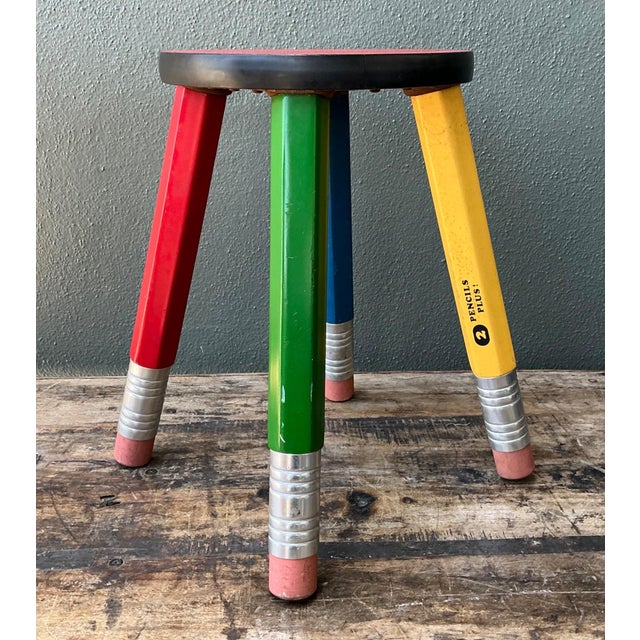 Vintage Multicolor Pencil Stool For Sale - Image 10 of 11