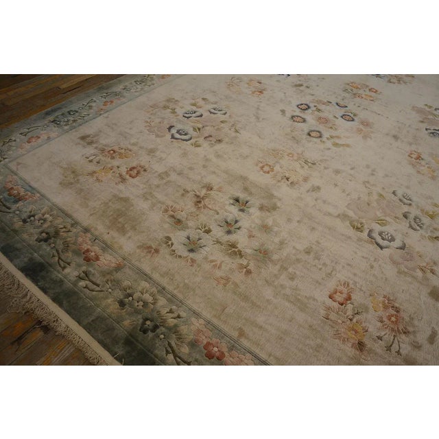 Ivory Vintage 1980s Chinese Silk Carpet For Sale - Image 8 of 9