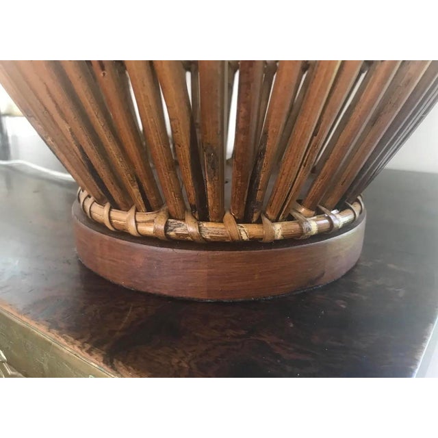 1990s Ralph Lauren Large Rattan Lamp With Shade For Sale - Image 5 of 8