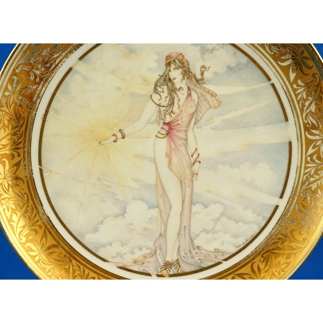 Art Nouveau Style Porcelain Plates with Ladies Motif and Gilt Edges by Umberto Banchelli for Manufacture Seltmann Weiden, Bavaria, 1980s, Set of 4 For Sale - Image 15 of 18