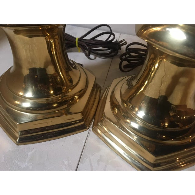 Hollywood Regency Vintage Mid 20th Century Hollywood Regency Brass Lamps - A Pair For Sale - Image 3 of 8