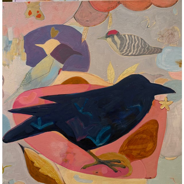 Paint “Raven and Friends” a Fun Bird Painting by LWren Walraven For Sale - Image 7 of 16