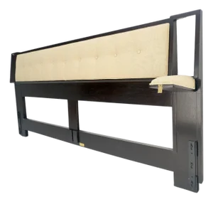 Ed Wormley Dunbar NEW Solid Linen Upholstery Ebonized Mahogany King Headboard