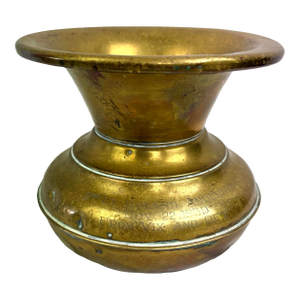 Vintage Early American Brass Cachepot / Planter Vessel – Engraved 1939