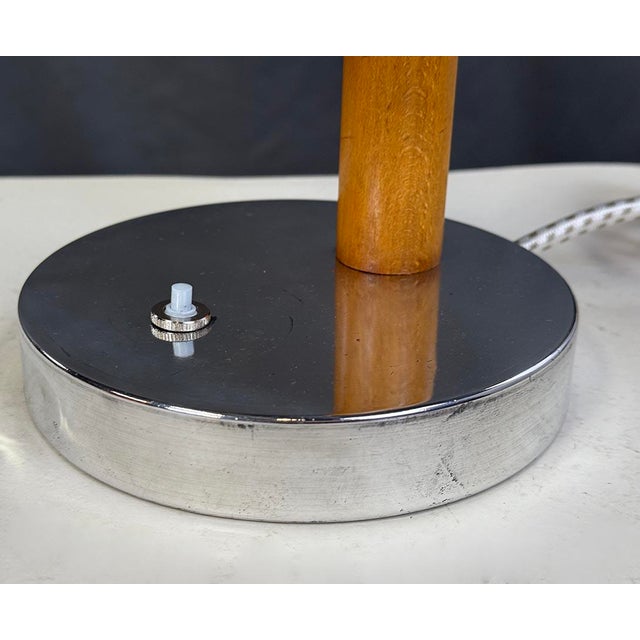 Chrome Table Lamp with Green Glass Lampshade, 1920s For Sale - Image 3 of 6