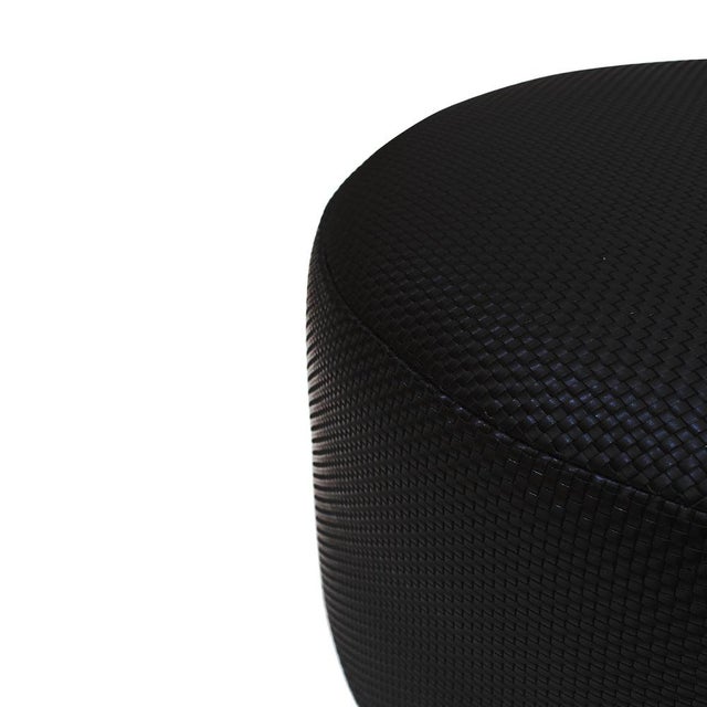 Vintage Circular Pouf in Black Braided Lambskin by LA Design, 2010s For Sale - Image 6 of 9