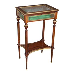 Petite Antique French Louis XVI Style Bronze Mounted Table Vitrine