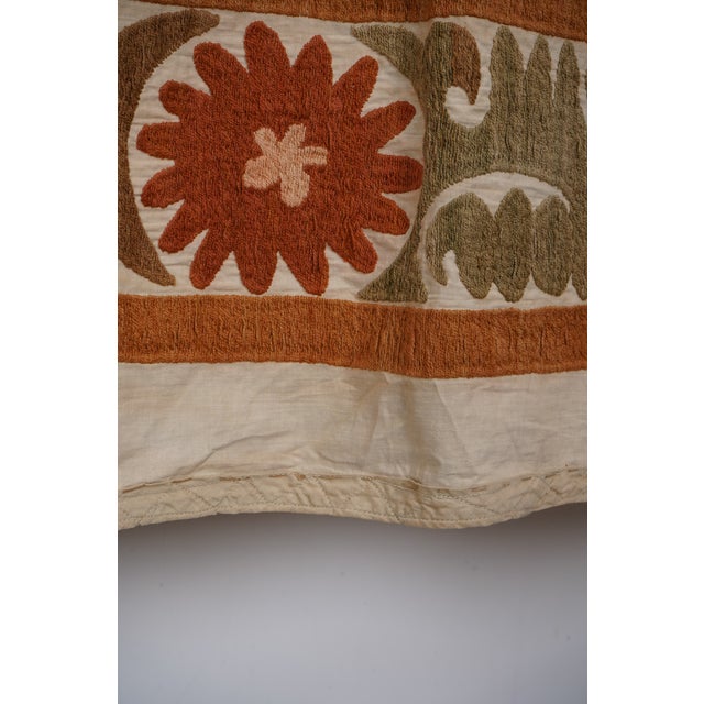 Decorative Suzani Embroidery | Olive Green Living Room Wall Hanging 6'11'' X 10'3'' For Sale - Image 13 of 15