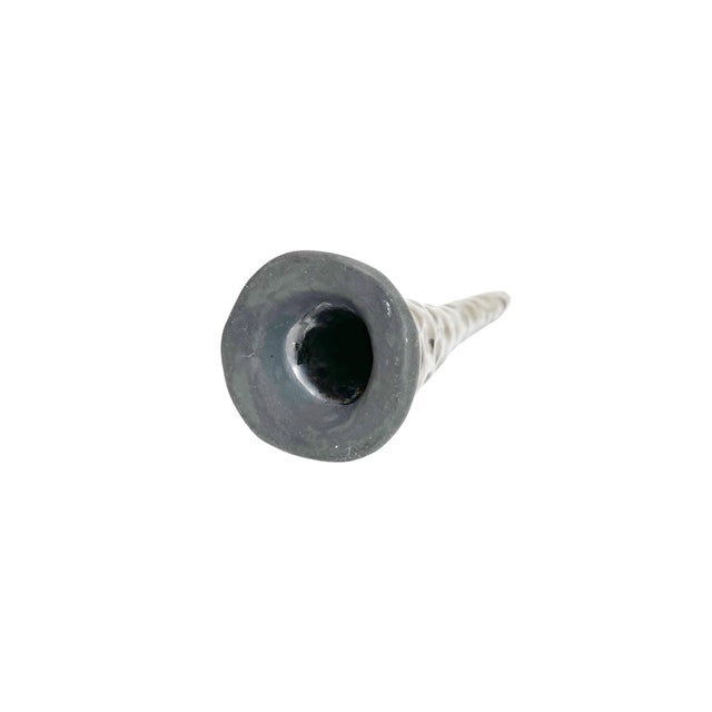 1990s Metallic Black Ceramic Textured Brutalist Ring Holder For Sale - Image 4 of 4
