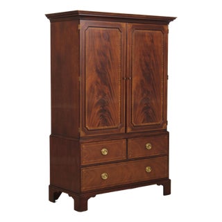 Baker Historic Charleston Inlaid Mahogany Bedroom Armoire For Sale