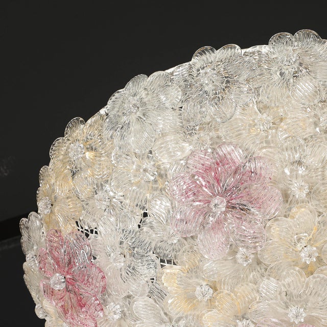 Mid-Century Hand-Blown Rose Murano Glass Florets Chandelier by Barovier & Toso For Sale - Image 12 of 18
