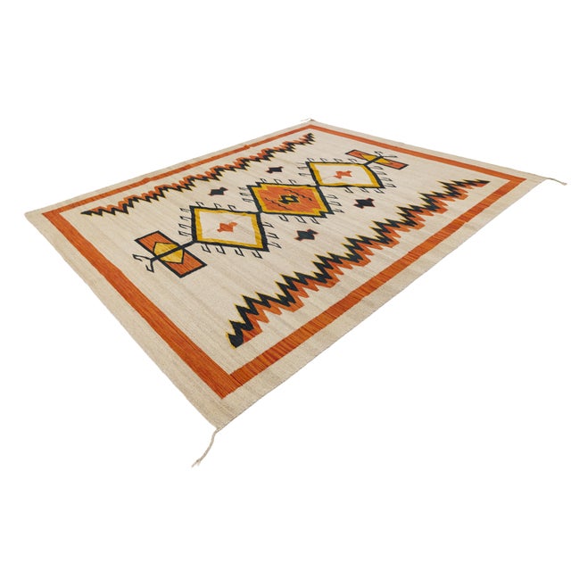 Contemporary Southwest Style Flat-Weave Wool Rug in Terracotta, and Ochre For Sale - Image 10 of 10