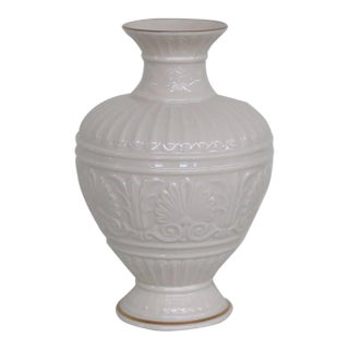 Lenox Porcelain Athenian Collection Grecian Ivory and Gold Embossed Vase For Sale