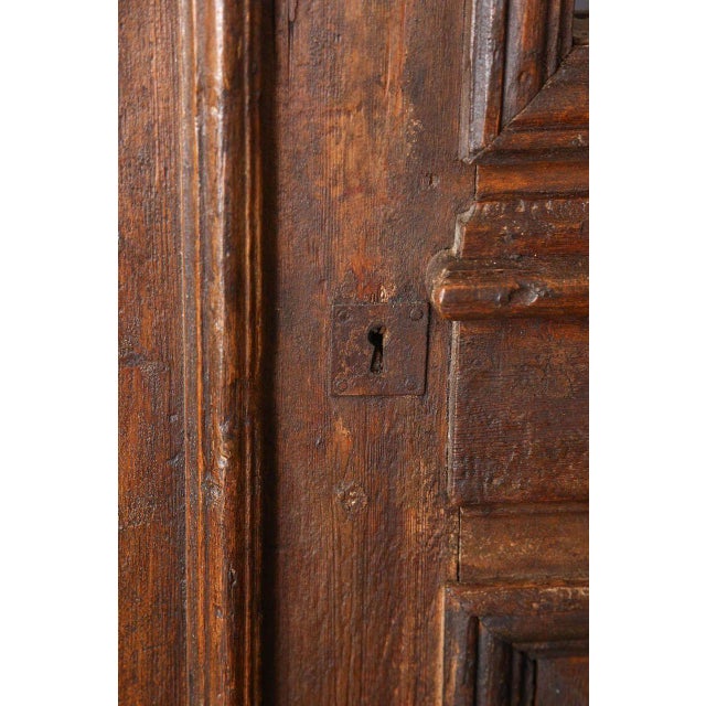Antique French Painted Double Entry Doors With Transom Wood and Wrought Iron For Sale In Palm Springs - Image 6 of 18