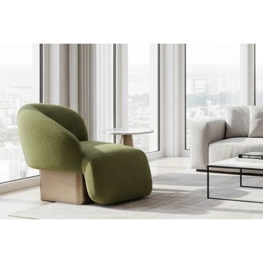 Textile Set of 2 Right Arm and Left Arm Accent Chairs , Lounge Chairs in Green For Sale - Image 7 of 9