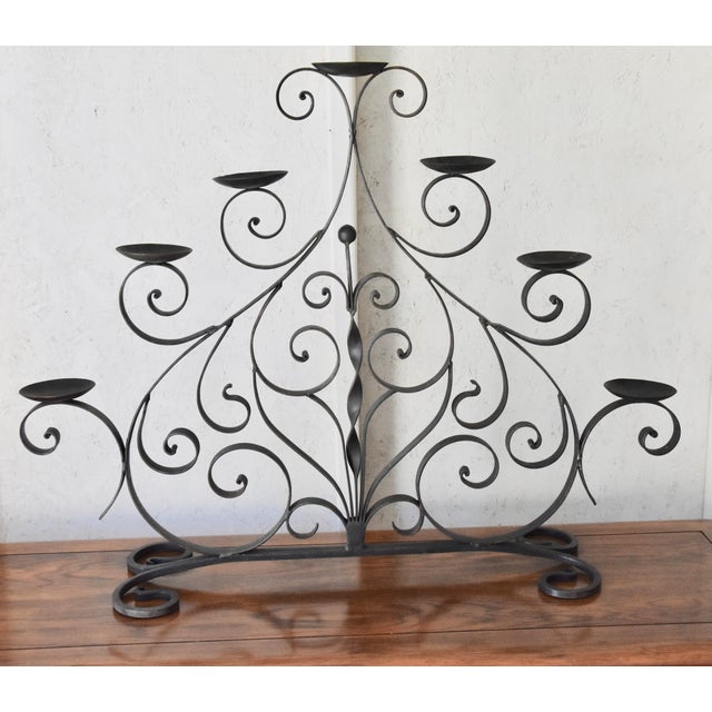 Spanish Style Wrought Iron Floor Candelabra 7 Candle Holder