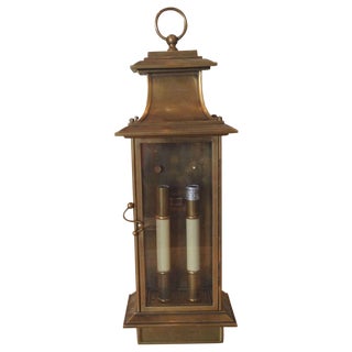 Antique Brass Lantern Wall Sconce For Sale