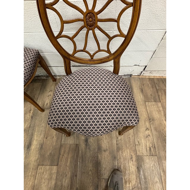 Brown Vintage George III Regency Hepplewhite Style Sunburst Spider Web Dining Chairs For Sale - Image 8 of 15