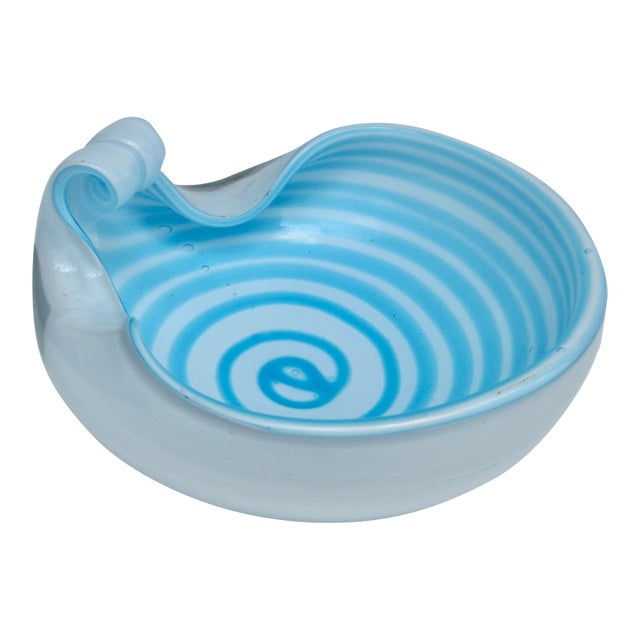 C.1960's Italian Hand-Blown Alfredo Barbini "Infinity," Swirl Triple Cased Murano Catchall Bowl For Sale