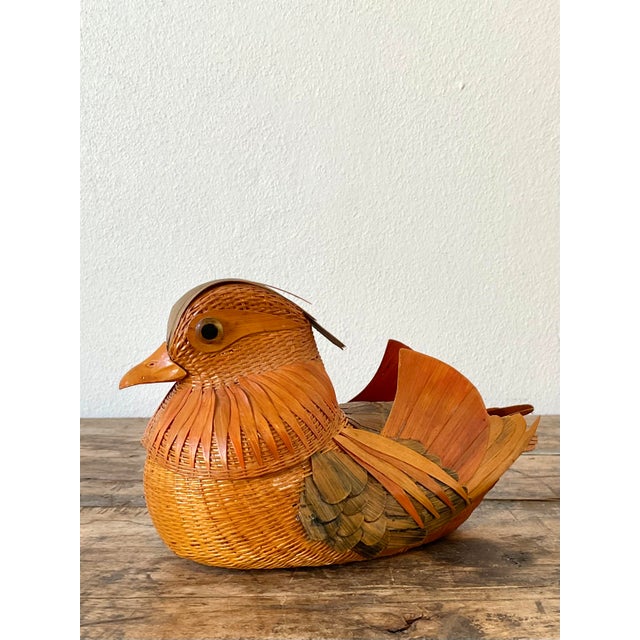 This exquisite vintage rattan bird basket is a masterful example of the "Shanghai weave" technique, highly prized by...